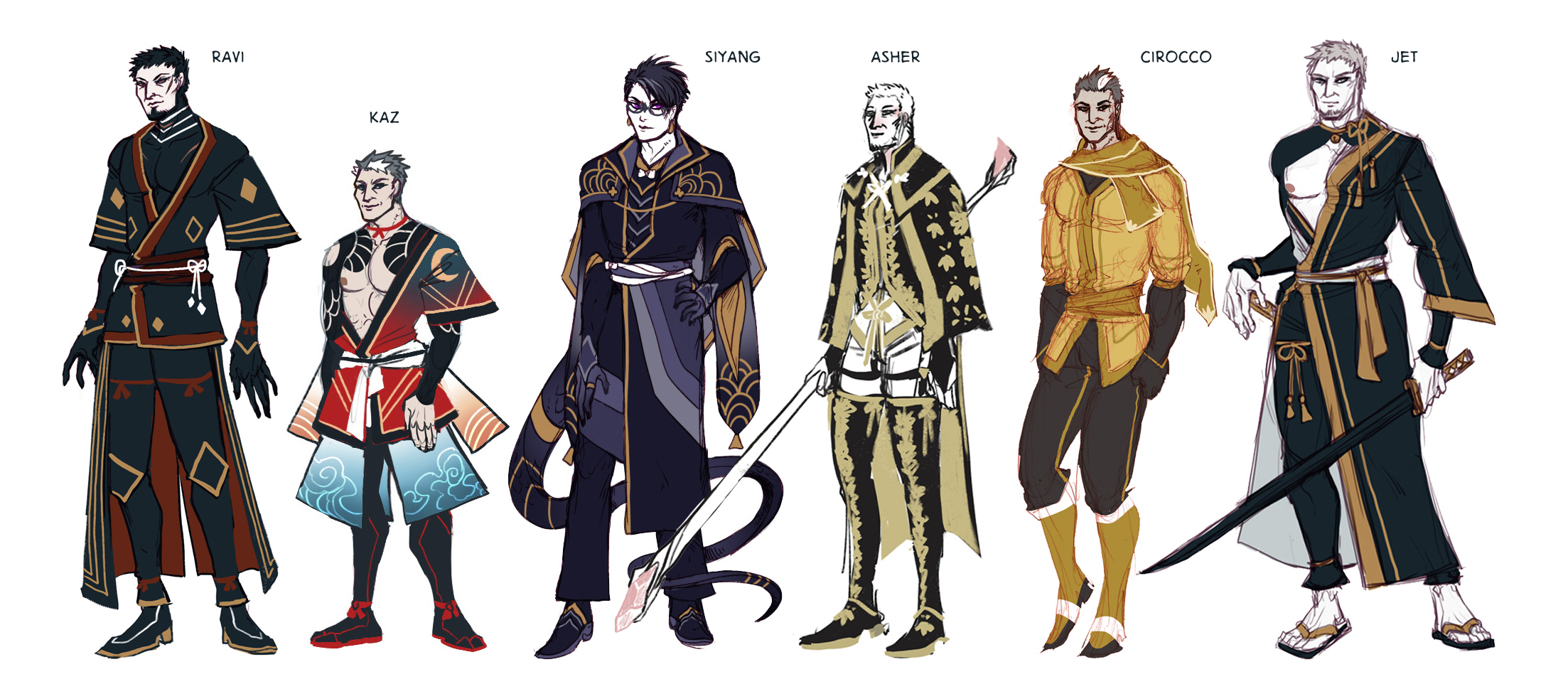 Character Design Lineup - Cast of Sphinx